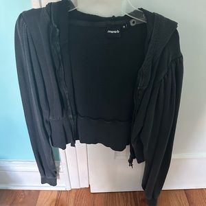 Cropped black zip up